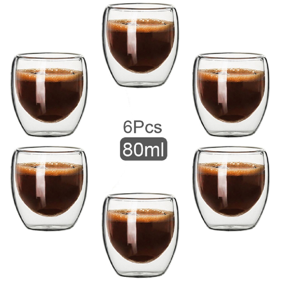 Xbloom Coffee Tea - Çift Duvarlı Cam Kahve Kupaları Cam