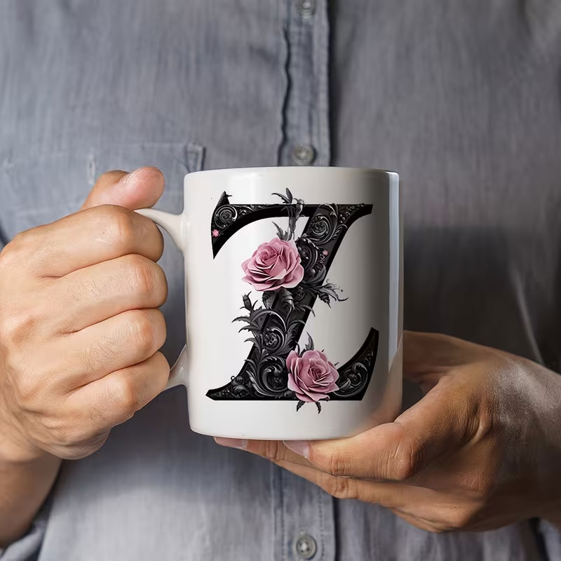 1 Siyah Harfli Çiçek A-F Baskı - Coffee Tea Name incelemesi ve fiyatı