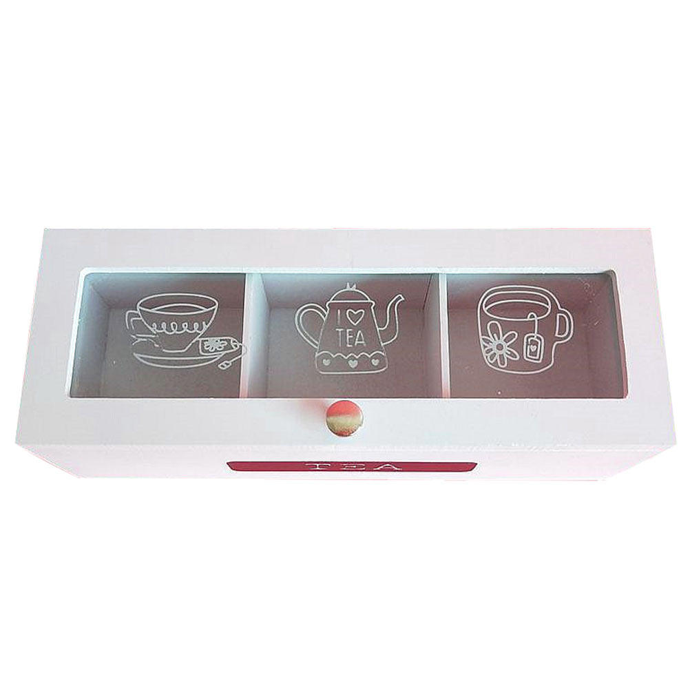 Şeffaf Kapaklı Ahşap Çay Sakla - Coffee Tea Sugar incelemesi ve fiyatı